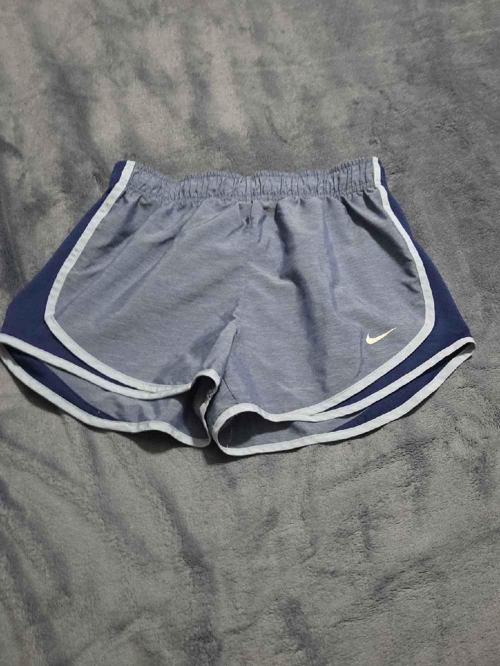 Nike Women's Light Blue and Navy Athletic Shorts